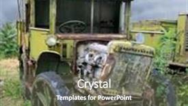  Presentation with weeds - Presentation theme having old ruined russian military truck from wwii weeds dramatic sky background and a gray colored foreground