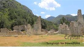  Presentation with turkey - Audience pleasing slides consisting of old-ruines-in-ancient-olympos backdrop and a coral colored foreground