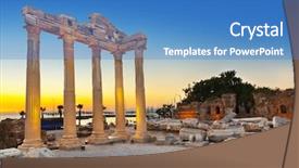  Presentation with archeology - Colorful PPT theme enhanced with old ruins in side turkey backdrop and a teal colored foreground