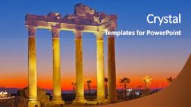  Presentation with archeology - Audience pleasing PPT theme consisting of old ruins in side turkey backdrop and a teal colored foreground