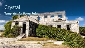  Presentation with old house - Slide deck featuring old-ruins-of-harrismith-plantation background and a ocean colored foreground