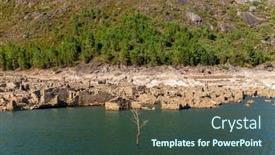  Presentation with old - PPT theme enhanced with old-ruins-of-vilarinho-das background and a ocean colored foreground