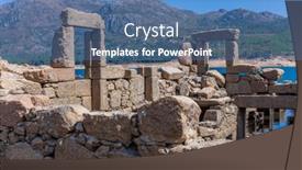  Presentation with river forest village school - PPT theme with old-ruins-of-vilarinho-das background and a teal colored foreground