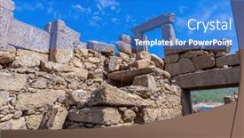  Presentation with old - PPT theme with old-ruins-of-vilarinho-das background and a teal colored foreground