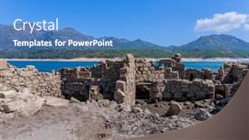  Presentation with old - PPT theme consisting of old-ruins-of-vilarinho-das background and a teal colored foreground