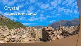  Presentation with old - Presentation theme consisting of old-ruins-of-vilarinho-das background and a teal colored foreground