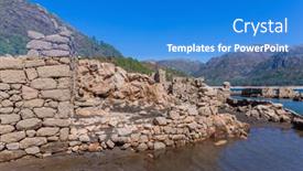  Presentation with old - Slide set with old-ruins-of-vilarinho-das background and a teal colored foreground