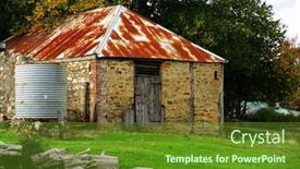  Presentation with rural - Beautiful slide set featuring old-rural-farmhouse-in-field backdrop and a tawny brown colored foreground