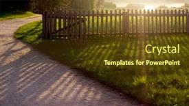  Presentation with rural road - PPT theme with old-rural-fence-and-road background and a tawny brown colored foreground