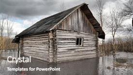 Presentation with old house - Slide set consisting of old rural house in water background and a gray colored foreground
