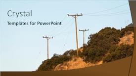  Presentation with power lines - Audience pleasing presentation theme consisting of old rural power lines above dry brush hillside near los angeles and ventura county in southern california backdrop and a sky blue colored foreground