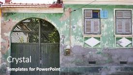  Presentation with world tourism - Presentation theme consisting of old-rural-saxon-architecture-heritage background and a dark gray colored foreground