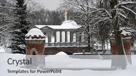  Presentation with architecture old - Slides having old russian architecture in snow background and a light gray colored foreground