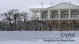  Presentation with architecture old - Slides with old russian architecture in snow background and a light blue colored foreground