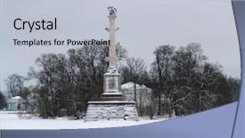  Presentation with snow blizzard in winter - Theme enhanced with old russian architecture in snow background and a  colored foreground