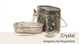  Presentation with food white - Theme featuring old russian army food container background and a  colored foreground