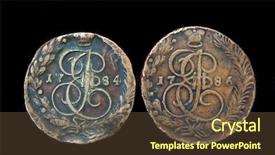  Presentation with metal detector - PPT layouts having old russian coins found with metal detector background and a tawny brown colored foreground