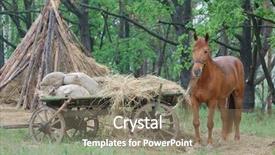  Presentation with old muscle car - Slides with old russian horse cart background and a  colored foreground