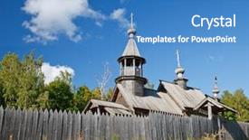  Presentation with orthodox - Presentation theme consisting of old russian orthodox church background and a teal colored foreground