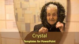  Presentation with mirror reflection - Presentation theme featuring old-russian-woman-reflection background and a tawny brown colored foreground
