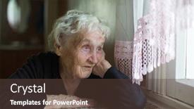  Presentation with old house - Colorful PPT theme enhanced with old-russian-woman-sits backdrop and a tawny brown colored foreground