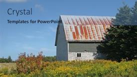  Presentation with barn - Theme with old-rustic-barn-shingled-barn background and a teal colored foreground