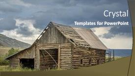  Presentation with barn - Audience pleasing slides consisting of old rustic log barn in colorado's rocky mountains with a stormy sky backdrop and a seafoam green colored foreground