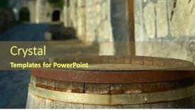  Presentation with wine barrel - Presentation theme enhanced with old-rustic-wine-barrel-outdoor background and a tawny brown colored foreground