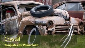  Presentation with abandoned - PPT theme with old-rusty-abandoned-cars-close background and a tawny brown colored foreground