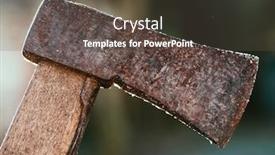  Presentation with garden - Colorful PPT layouts enhanced with old-rusty-axe-at-garden backdrop and a dark gray colored foreground