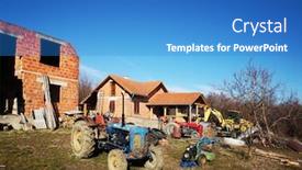  Presentation with old farm - Presentation theme enhanced with old-rusty-blue-and-red background and a teal colored foreground