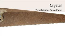  Presentation with old rusty pipe - Beautiful slides featuring old rusty crosscut saw isolated backdrop and a coral colored foreground