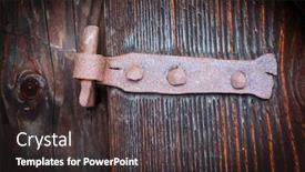  Presentation with old wooden door antique - PPT layouts with old-rusty-door-hinge background and a dark gray colored foreground