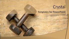  Presentation with old paper - Slides having old rusty dumbbells on textured background and a yellow colored foreground