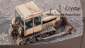  Presentation with bulldozer - Slide deck consisting of old rusty earth digging caterpillar background and a light gray colored foreground