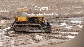  Presentation with bulldozer - Audience pleasing PPT theme consisting of embellishment textile - abstract flowers and leaves on backdrop and a gold colored foreground