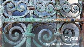  Presentation with old - Audience pleasing presentation design consisting of old rusty forged fence close backdrop and a gray colored foreground