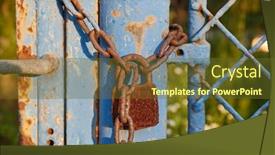  Presentation with padlock - Slide set featuring old-rusty-gate-locked background and a tawny brown colored foreground