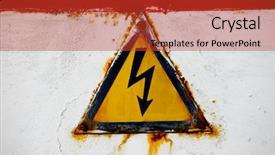 Presentation with high voltage - Amazing PPT layouts having old rusty high voltage warning backdrop and a red colored foreground