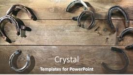  Presentation with horse - Colorful PPT theme enhanced with old-rusty-horse-shoes-lying backdrop and a coral colored foreground