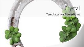  Presentation with four leaf clover - Presentation theme with old-rusty-horseshoe-and-four background and a white colored foreground