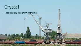  Presentation with dock - Beautiful slide deck featuring old rusty industrial dock with freight train backdrop and a light blue colored foreground