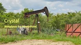  Presentation with oil field - Cool new presentation design with old rusty oil well backdrop and a tawny brown colored foreground