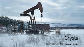  Presentation with land - Amazing slide deck having old rusty oil well backdrop and a light blue colored foreground