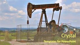  Presentation with oil rig - PPT theme having old rusty oil well background and a violet colored foreground