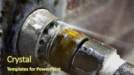  Presentation with old rusty pipe - Colorful PPT theme enhanced with old rusty pipe with leak backdrop and a wine colored foreground