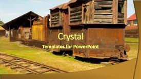  Presentation with old car - Colorful PPT theme enhanced with old rusty railway car backdrop and a tawny brown colored foreground