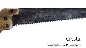  Presentation with blade - Theme enhanced with old rusty saw isolated background and a white colored foreground