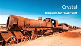  Presentation with steam train - Amazing slides having old-rusty-steam-train-near backdrop and a teal colored foreground