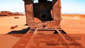  Presentation with steam train - Theme having old-rusty-steam-train-near background and a red colored foreground